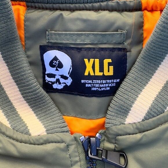 Zero Foxtrout Gear Retro Bomber Jacket "Brush Stroke Camo / Green" Men's XL - Picture 3 of 9